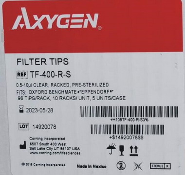 Axygen爱思进进口吸头，10ul带滤芯盒装灭菌加长吸头TF-400-R-S 